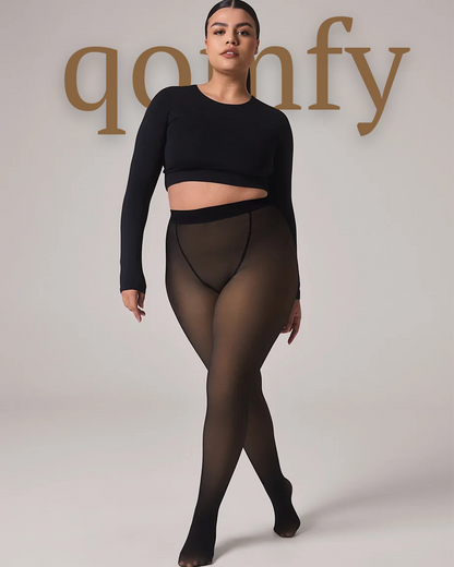 Qomfy Translucent Fleece Lined Tights